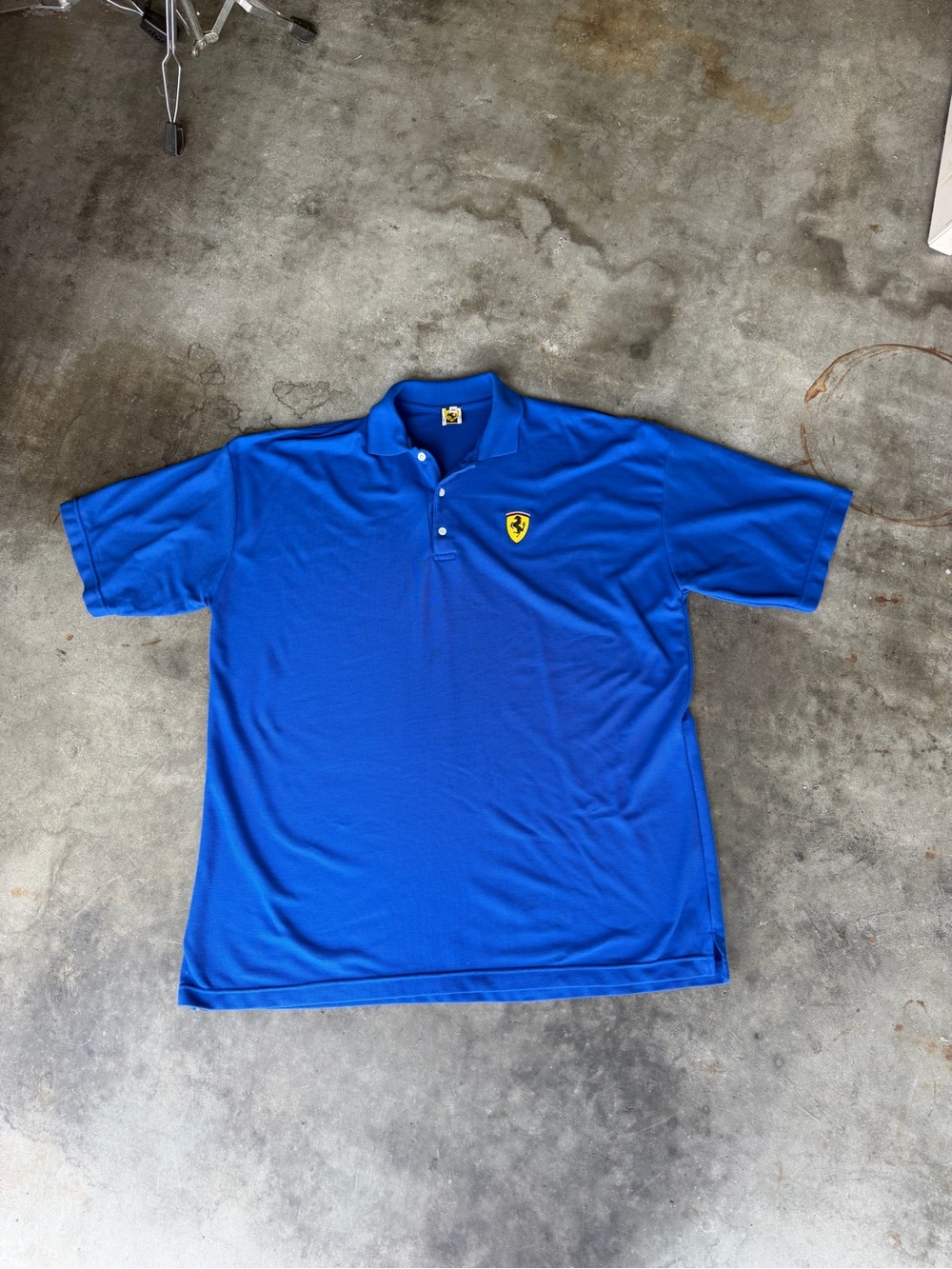 Ferrari Polo Shirt Men's 4XL Embroidered Logo Racing Short Sleeve F-1 Blue